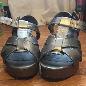 Silver and brown wedges